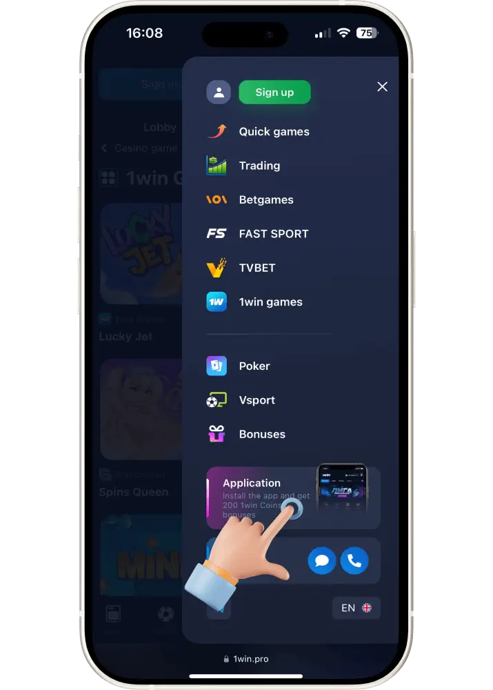 Вownload the 1win apk to play Plinko